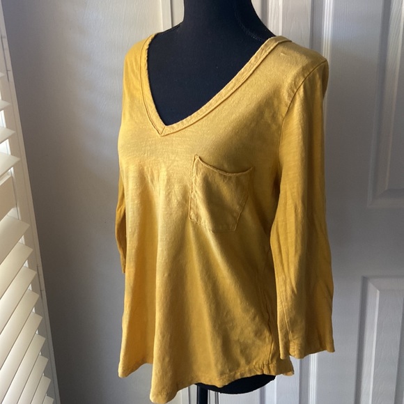 T.la Anthropologie Cotton V Neck Tee 3/4 Sleeves - Picture 2 of 9